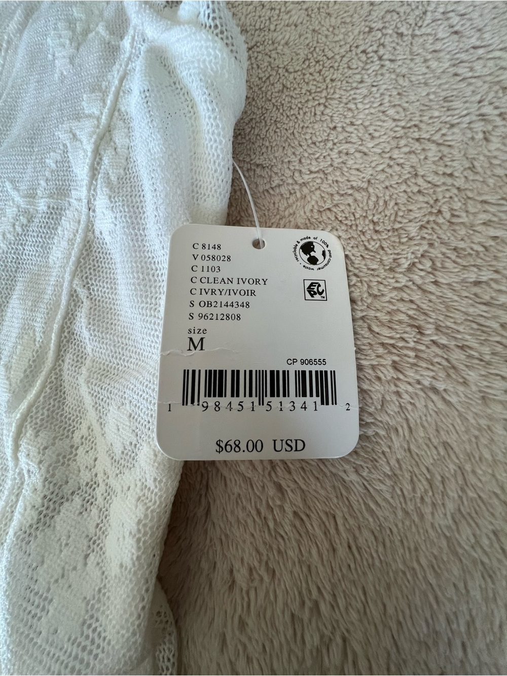 NWT Free People Intimately Cream Lace-Detail Top - Picture 9 of 9